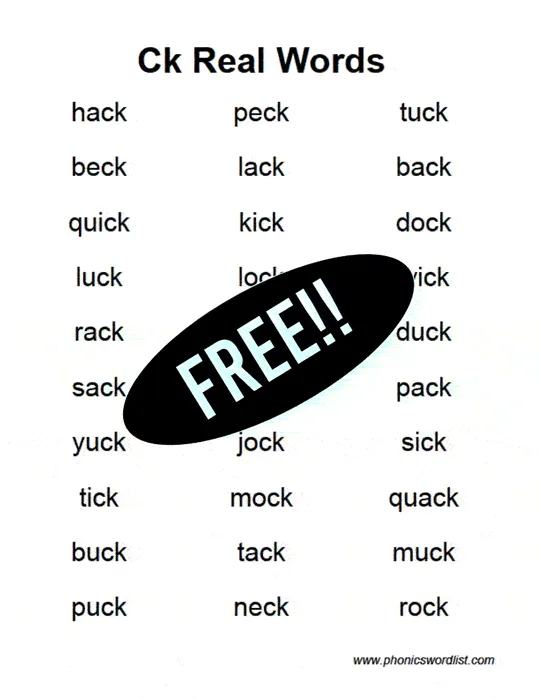 Digraph ck word list