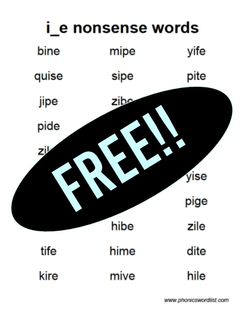 i_e nonsense word list