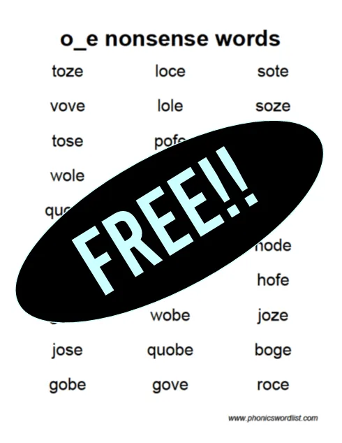 o_e nonsense word list
