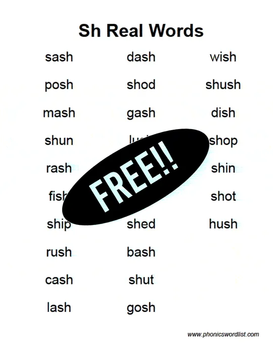 Digraph sh word list