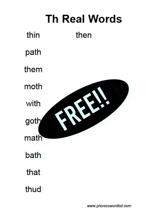 Digraph th word list