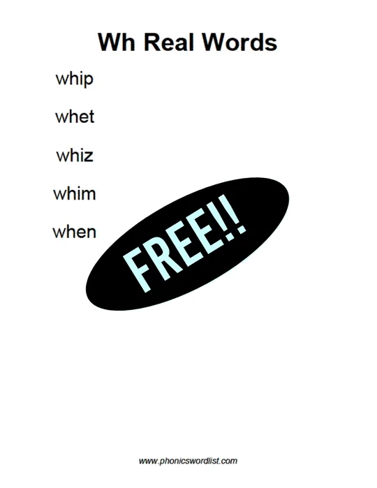 Digraph wh word list
